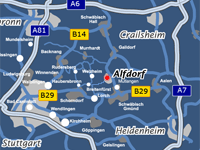 Anfahrt nach Alfdorf